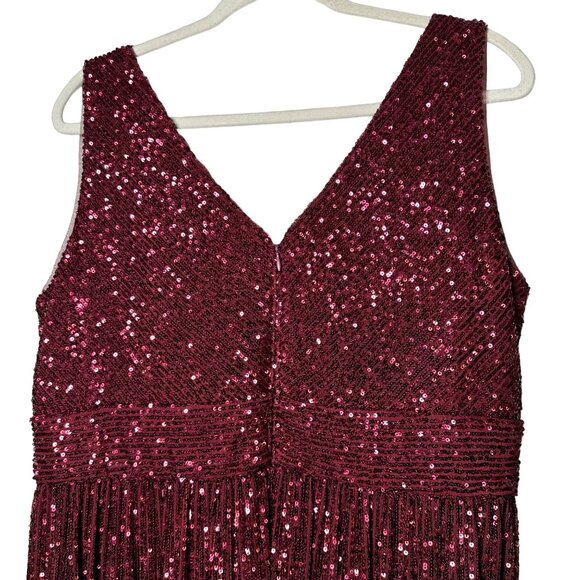 Morgan & Co. Sequin Knit Sleeveless Gown Size 18W Merlot Burgundy Red New - Picture 5 of 12